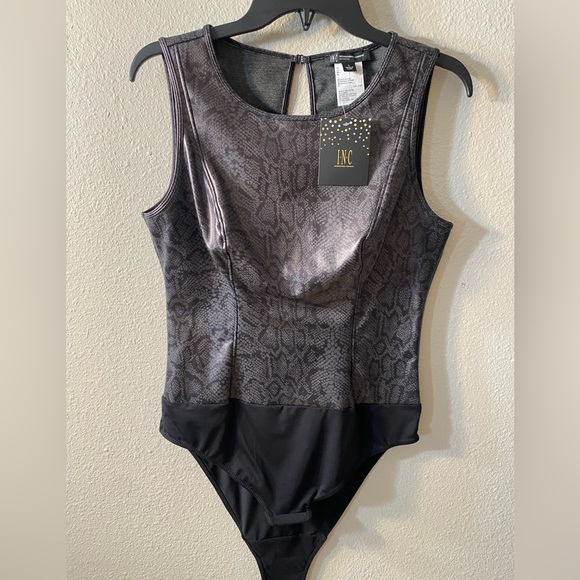 Inc International Concepts Faux Leather Snake Print Bodysuit - Picture 7 of 7